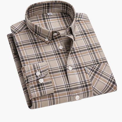 Men's Casual Shirt Checked – Modern Long-Sleeve Shirt for Everyday & Office