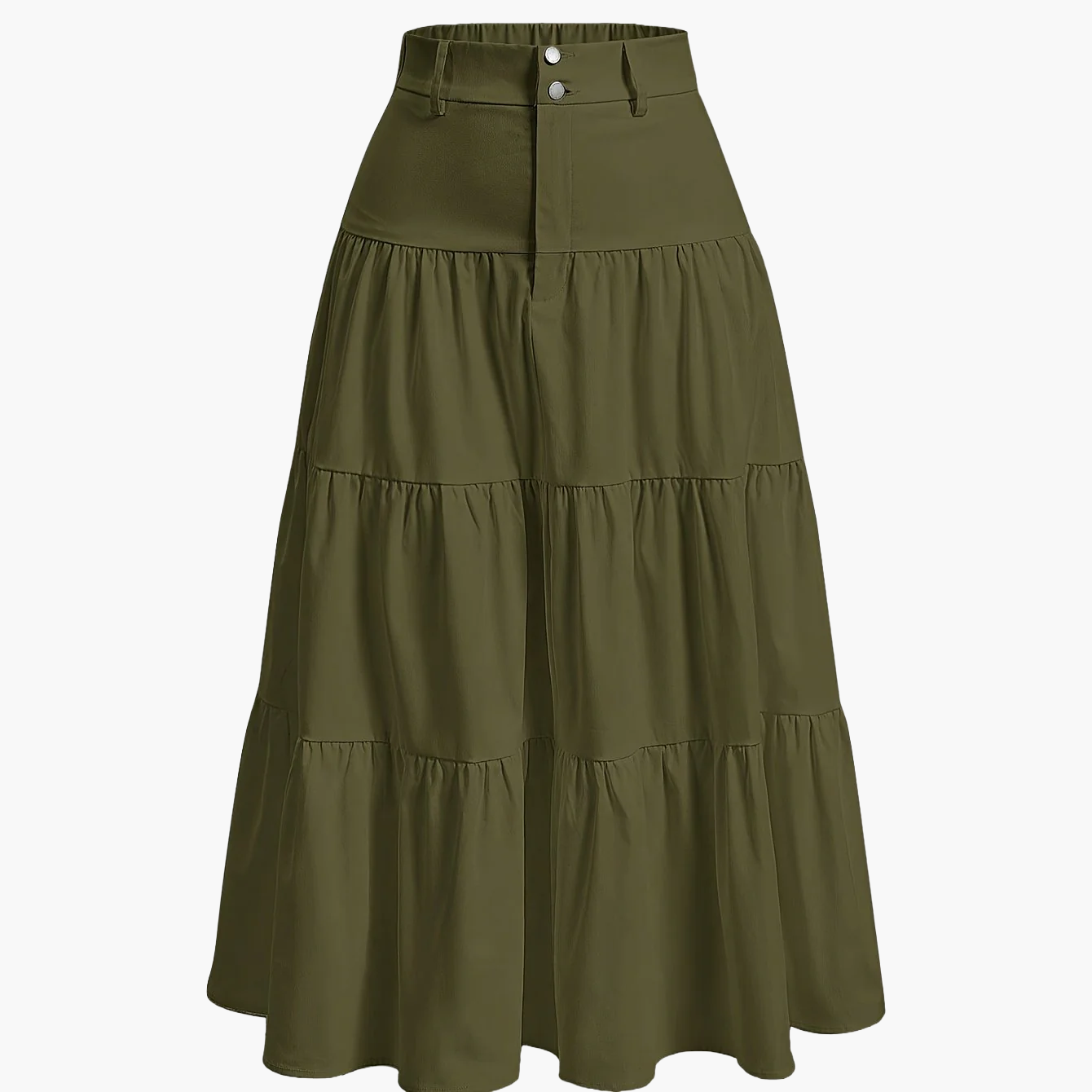 Damen Eleganter Stufenrock mit Hoher Taille für Alltag und Büro