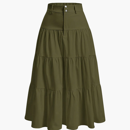 Damen Eleganter Stufenrock mit Hoher Taille für Alltag und Büro