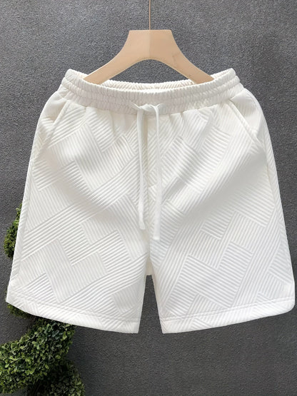 Herren Freizeitshorts mit Prägung – Moderne Geometrische Muster, Sportlich & Stilvoll
