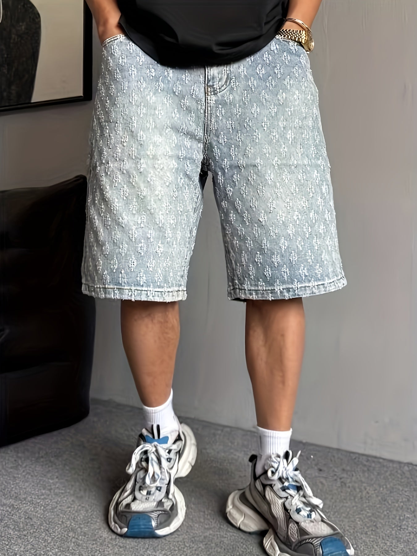 Men's Street Style Bermuda Shorts with Floral Pattern – Casual Leisure Shorts