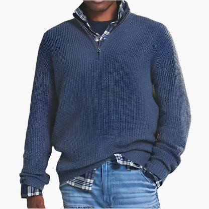 Herren Strickpullover mit halbem Reißverschluss – Klassischer Business-Casual Look für Alltag und Büro