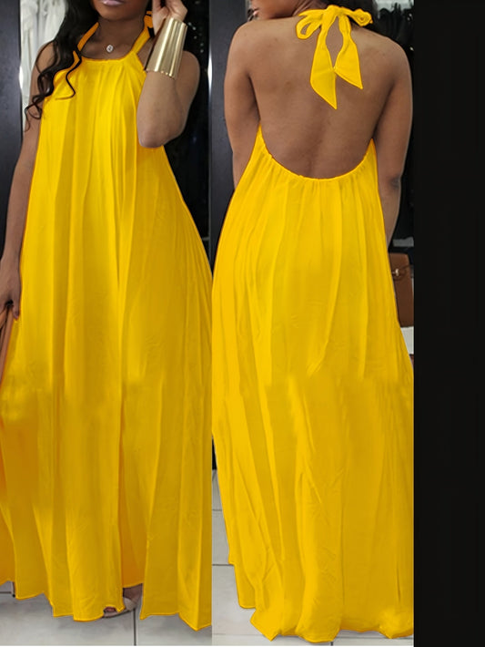 Women's backless halterneck maxi dress for summer and parties