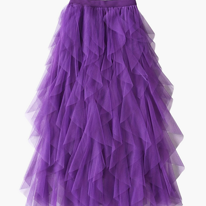 Women's Maxi Skirt with Ruffle Layers – Elegant Tulle Skirt for Formal Occasions
