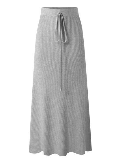 Damen Midirock mit Rippstruktur und Bindegürtel – Eleganter Alltagsrock für Büro und Freizeit