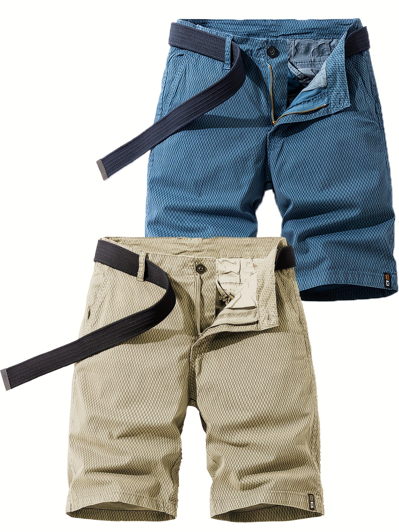 Men's Summer Casual Shorts with Belt – Breathable Regular Fit Bermuda Shorts for Everyday and Outdoor Use