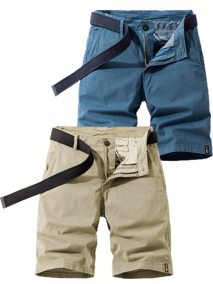 Men's Summer Casual Shorts with Belt – Breathable Regular Fit Bermuda Shorts for Everyday and Outdoor Use