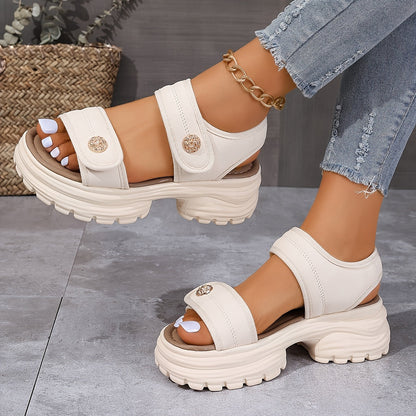 Women's Platform Sandals with Velcro Closure – Fashionable Outdoor Summer Shoes with an Elegant Look