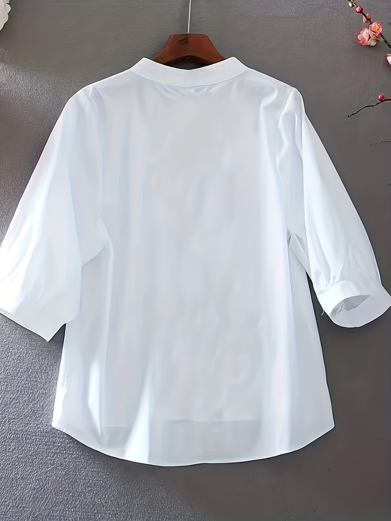 Women's Blouse Elegant Embroidered Summer Semi-Transparent with Stand-Up Collar – Casual & Office