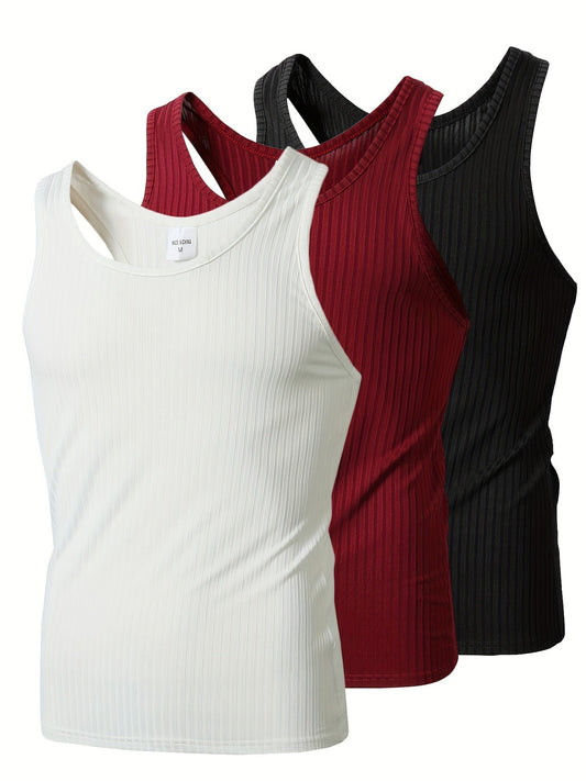 Men's Sports Tank Top Set – Casual Fitness and Leisure Undershirts, Pack of 3