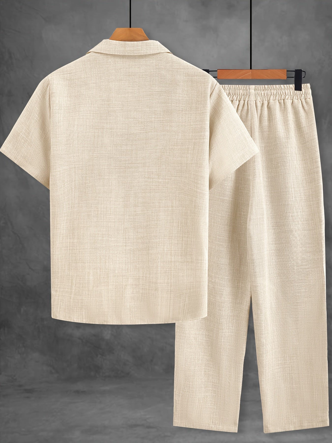 Men's Casual Suit Set – Short-Sleeve Shirt & Pants, Modern Summer Look for Everyday and Vacation