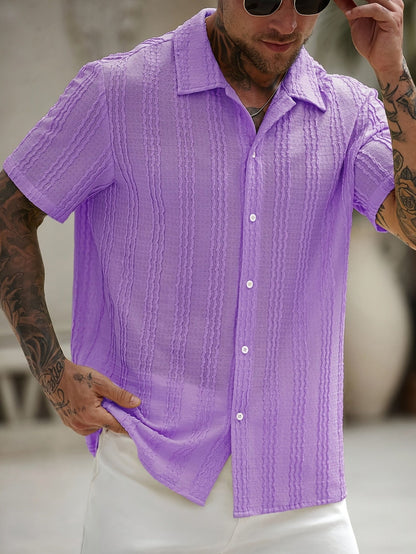 Men's Short-Sleeve Striped Shirt – Modern Summer Shirt for Leisure & Vacation