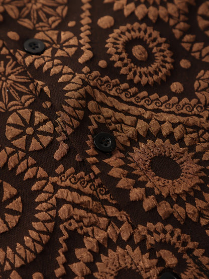 Men's Resort Short-Sleeve Shirt with Modern Medallion Pattern – Stylish Casual Shirt for Summer & Vacation