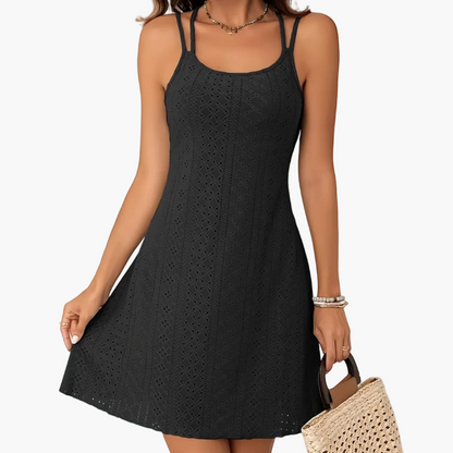 Women's Summer A-Line Mini Dress with Double Straps – Elegant Casual Look