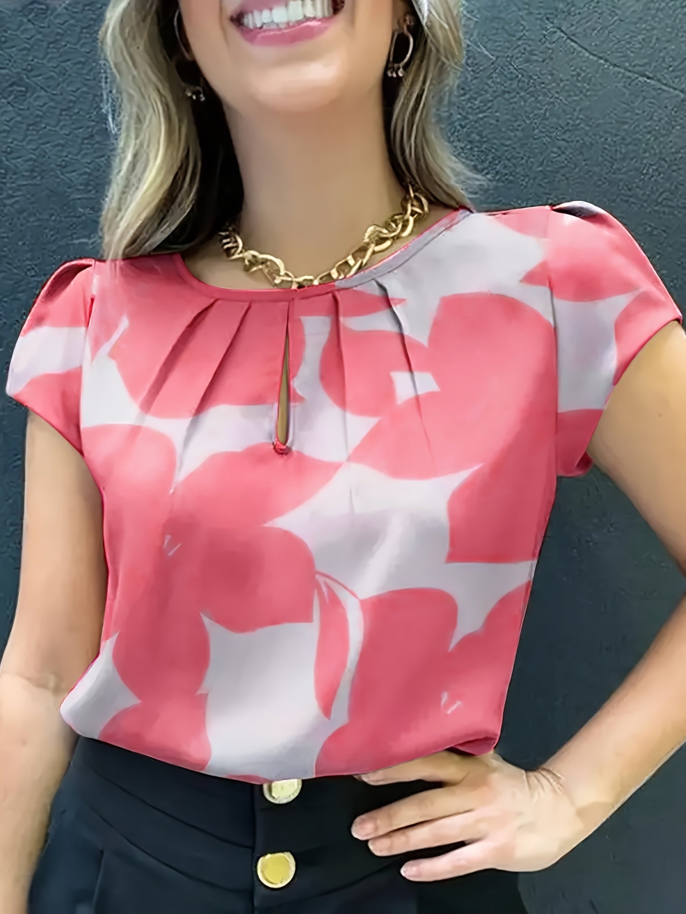 Women's Blouse Elegant Short Sleeve Modern Business Casual