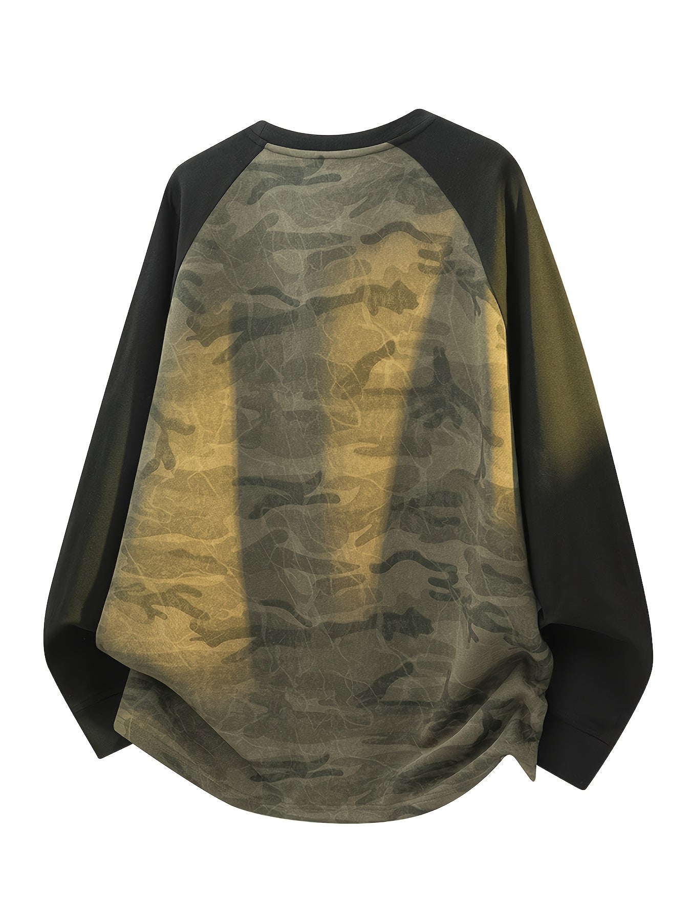 Unisex long-sleeve shirt, camouflage, raglan sleeves, crew neck, casual