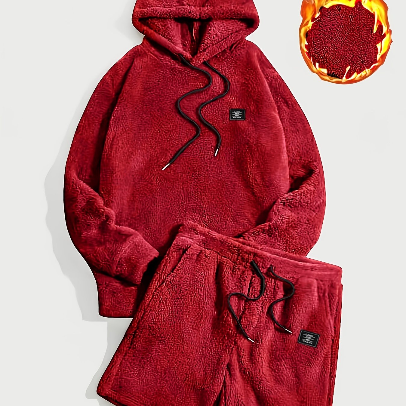 Unisex Teddyfleece Hoodie & Shorts Set Plüsch Hausanzug