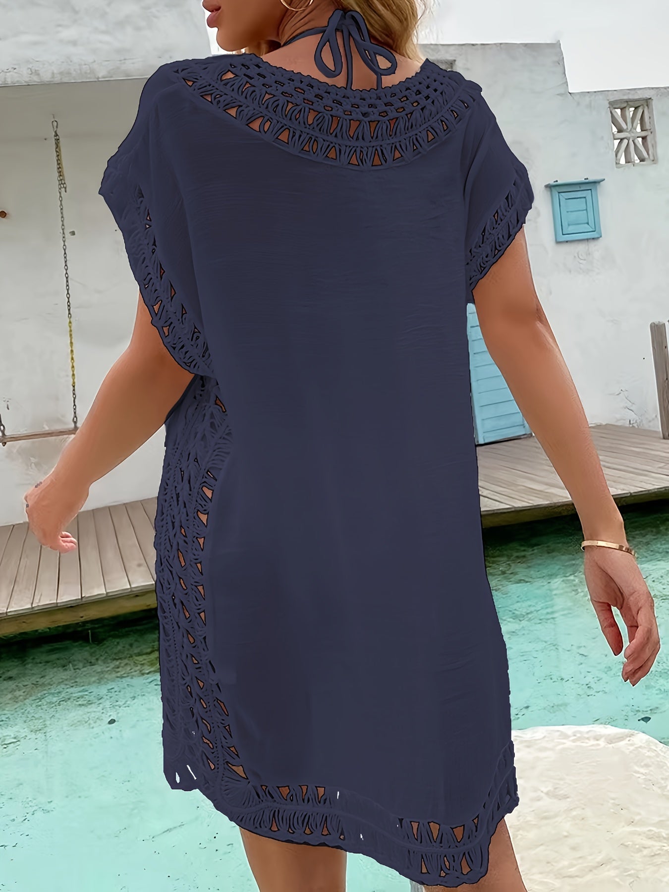 Damen Strand Tunika mit Häkel-Details – Perfekte Strandmode Überwurf für Urlaub & Pool