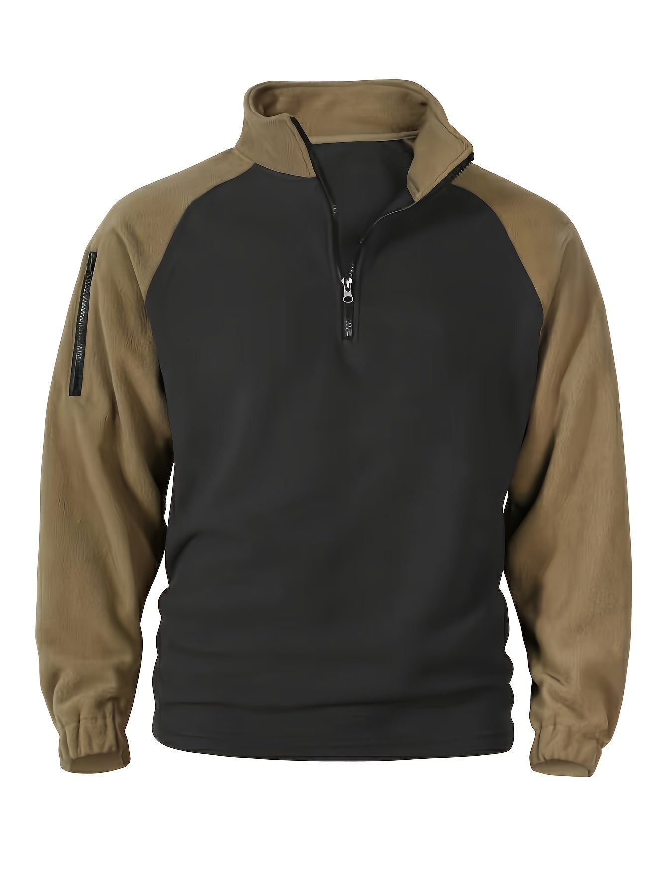 Men's half-zip pullover with fleece look and raglan sleeves