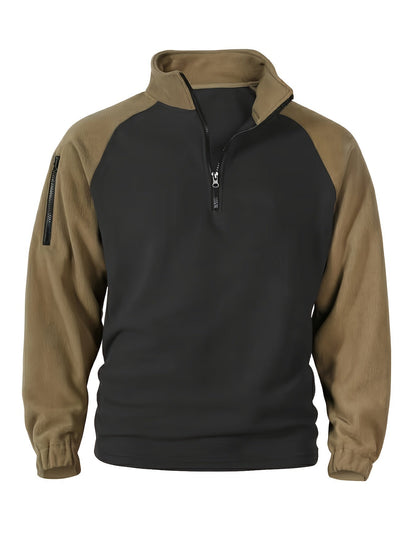 Men's half-zip pullover with fleece look and raglan sleeves