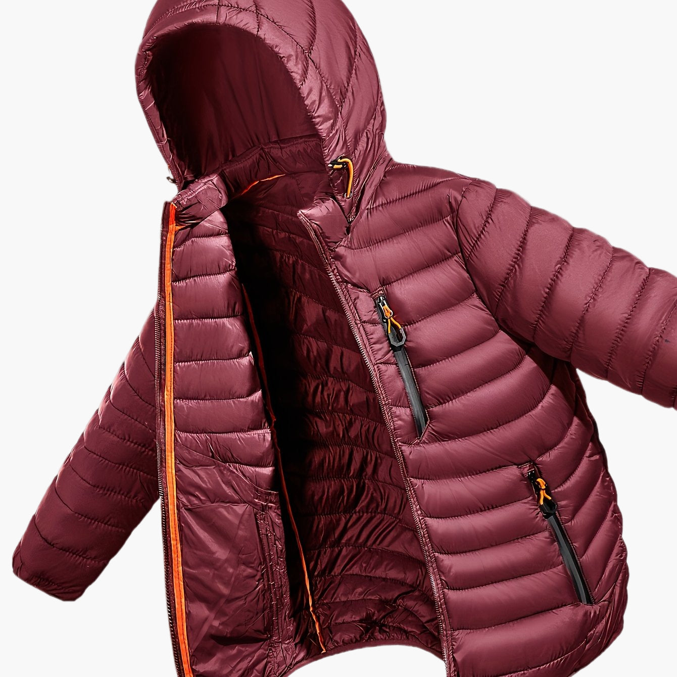 Men's Quilted Jacket with Hood – Lightweight Outdoor Transitional Jacket, Casual Style