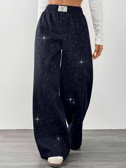 Damen Weite Sternenhimmel Freizeithose für Frühling und Sommer – Lässiger Streetstyle