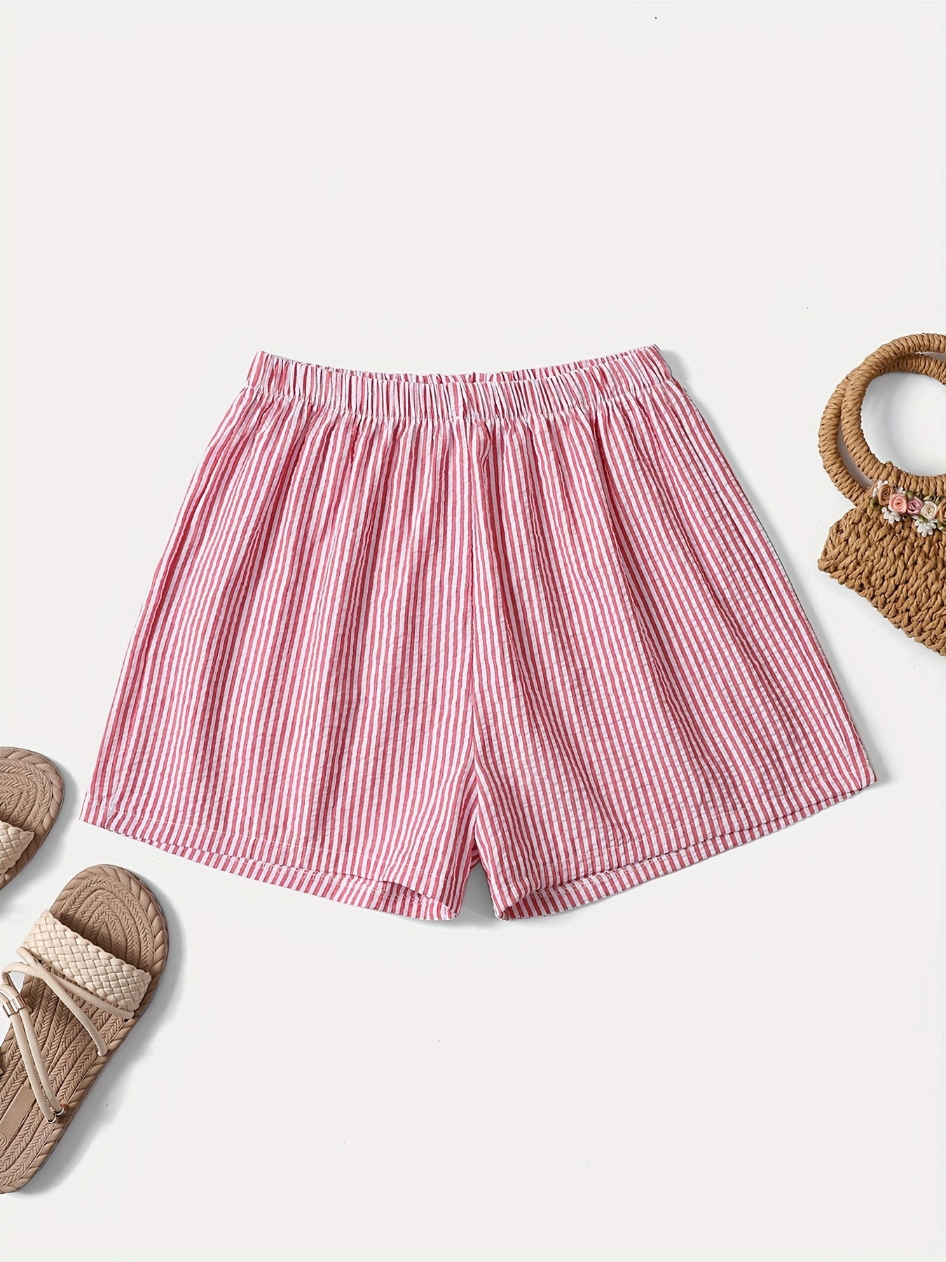 Women's Elegant Striped High-Waist Shorts for Summer Leisure & Everyday Wear