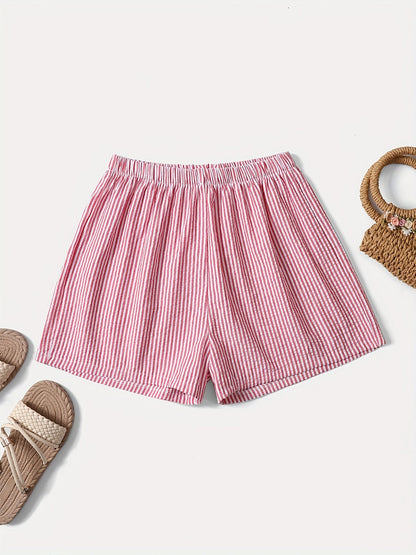 Women's Elegant Striped High-Waist Shorts for Summer Leisure & Everyday Wear