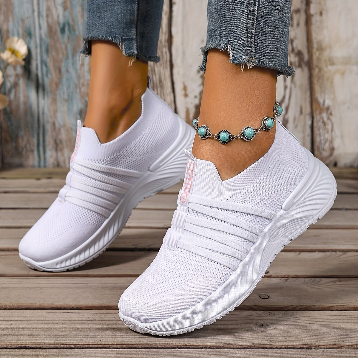 Damen Slip-On Freizeitschuhe mit Streifenmuster – Bequeme Alltags-Sneaker für Freizeit und Alltag