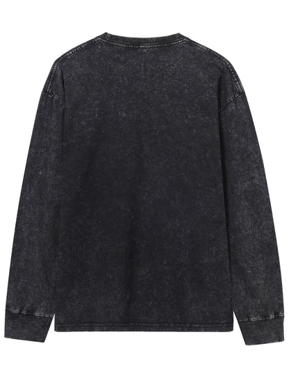 Unisex long-sleeve shirt in a washed look, crew-neck vintage sweatshirt