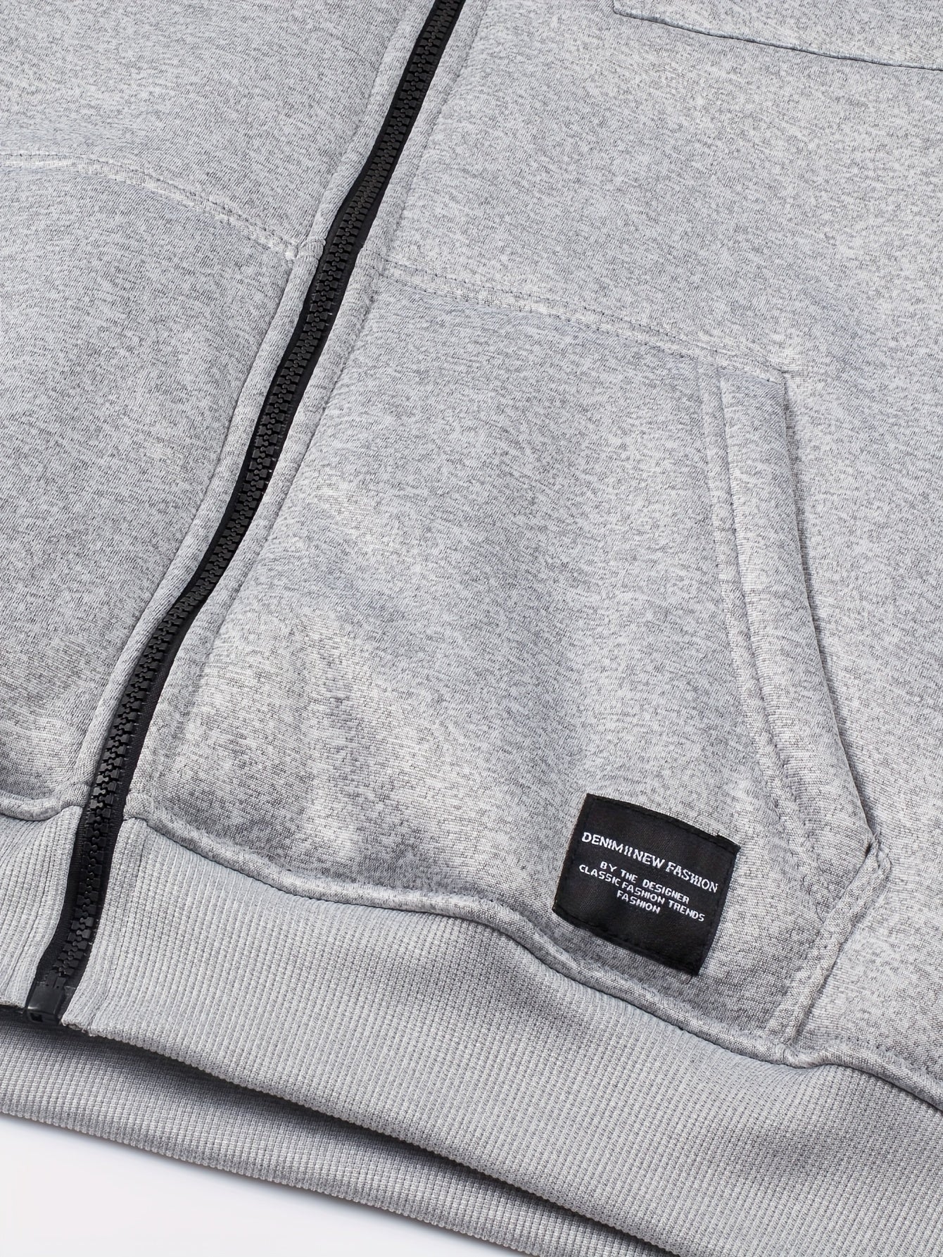 Grauer Herren Kapuzenpullover mit Reißverschluss und Teddyfutter