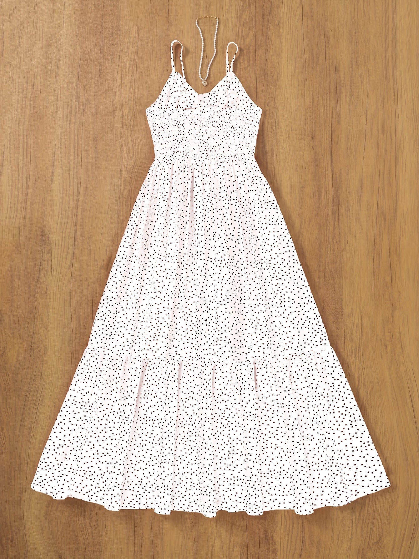 Damen Maxikleid mit Polka Dots und Rüschen – Elegantes Sommerkleid im Vintage-Stil für besondere Anlässe