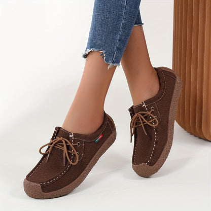 Damen Freizeit-Slipper im Mokassin-Stil – Bequeme Alltags-Schnürschuhe