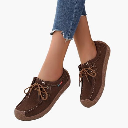 Damen Freizeit-Slipper im Mokassin-Stil – Bequeme Alltags-Schnürschuhe