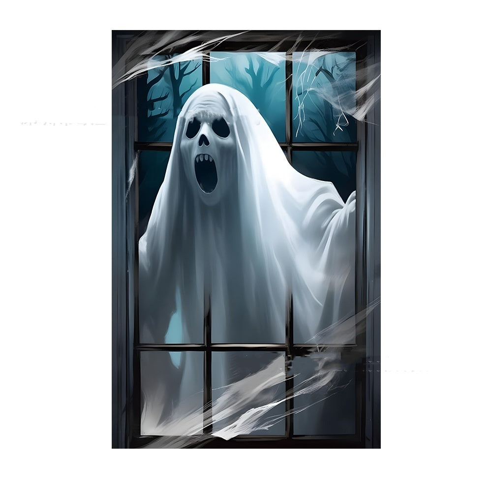 Halloween window decoration – creepy nun for haunted house & party
