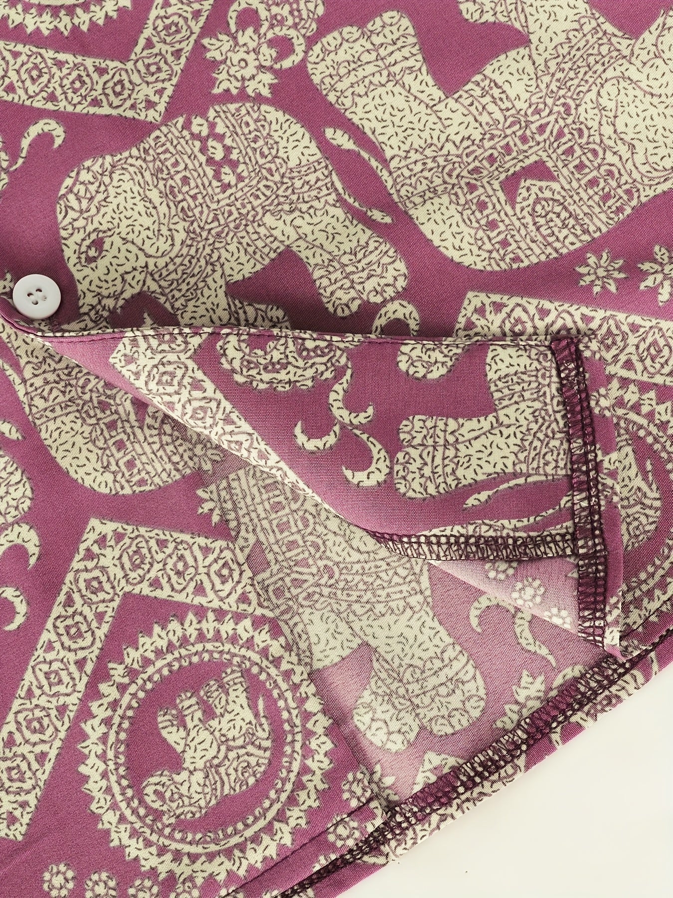 Men's Resort Shirt with Elephant and Mandala Print, Short Sleeve, Casual and Summer Style