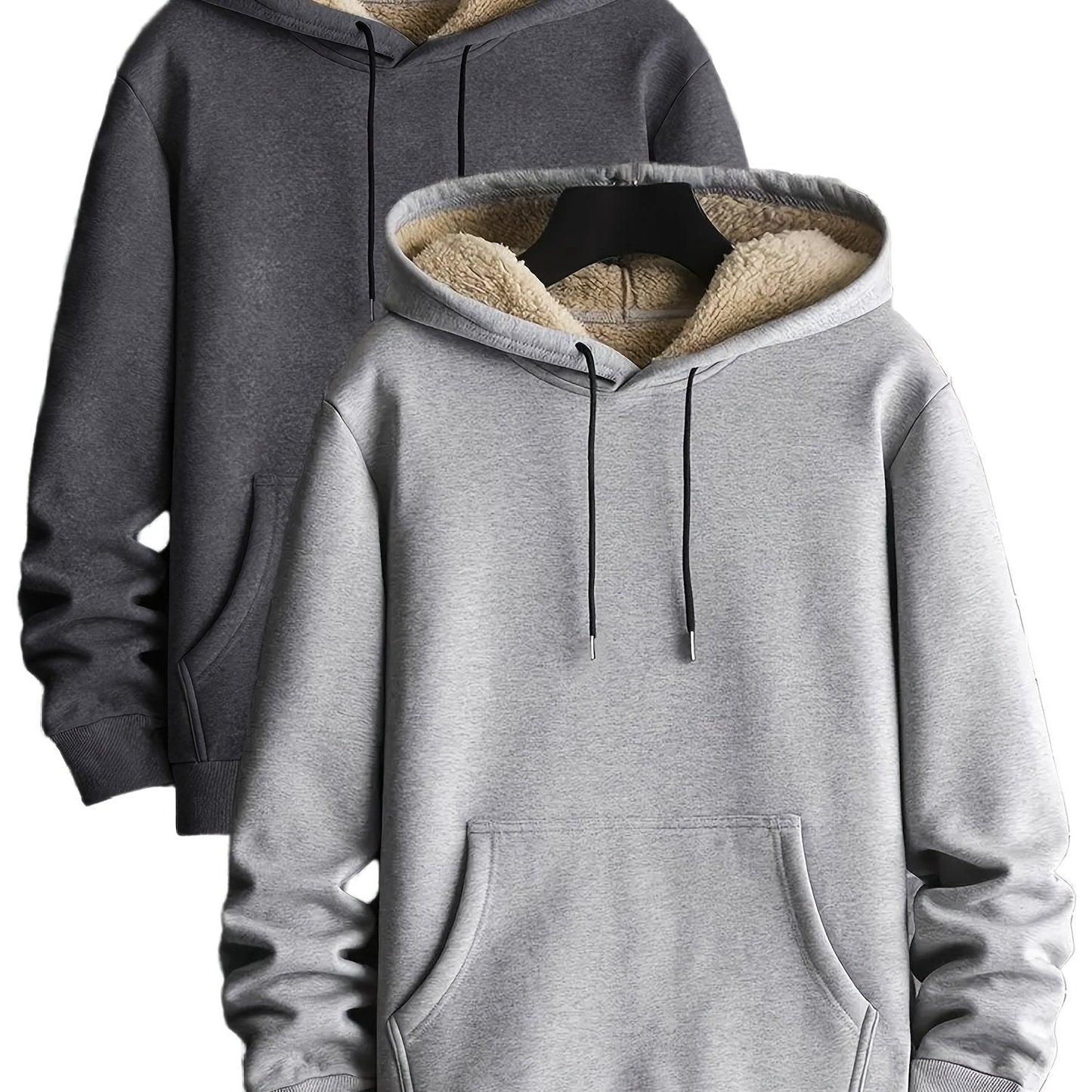 Hoodie set, 2-pack, with teddy lining; lined, warm hooded sweatshirt
