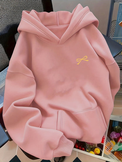 Women's Bow Embroidered Oversized Pullover Hoodie