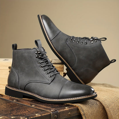 Herren Stiefel Schnürschuhe mit Reißverschluss und Zehenkappe