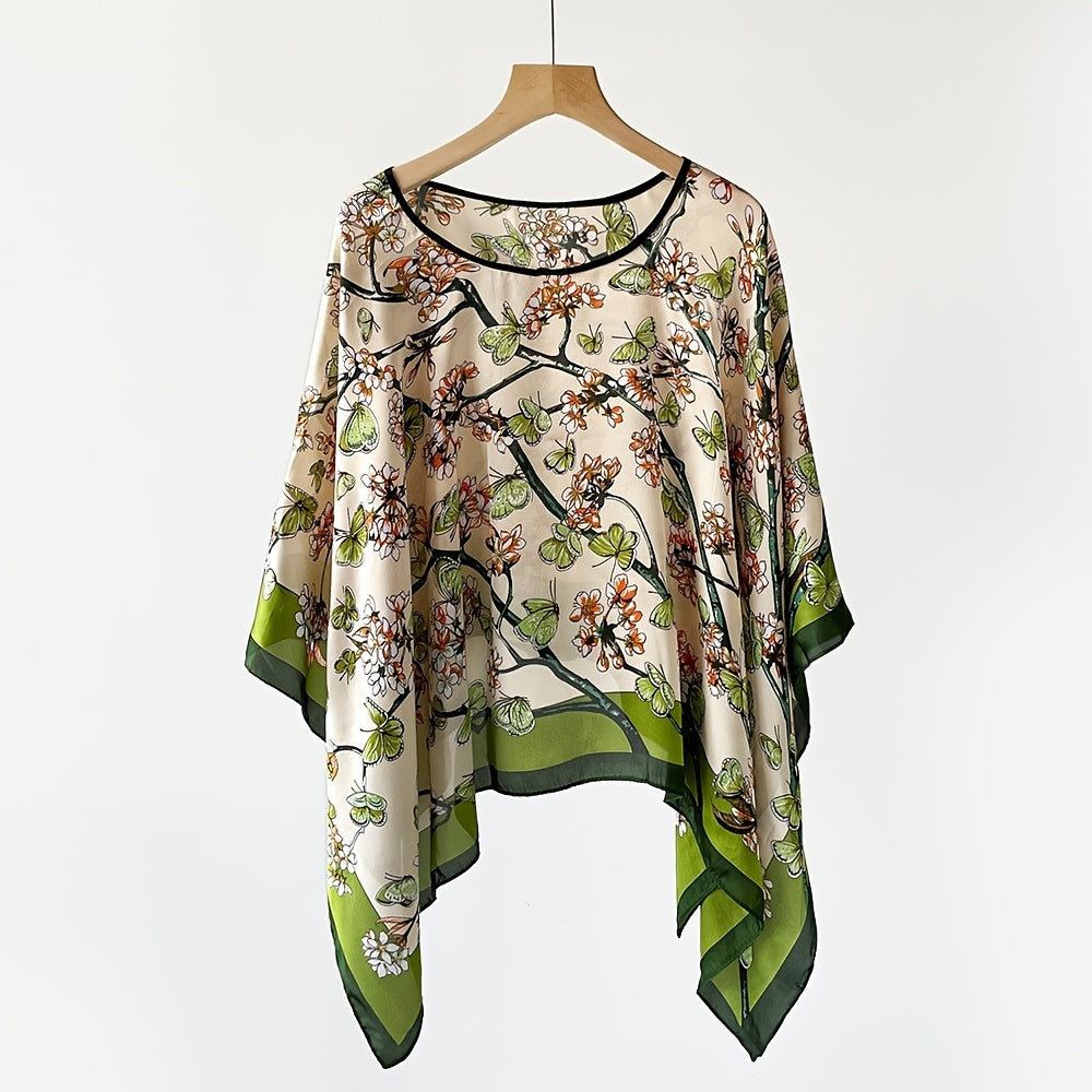 Women's Boho Poncho Tunic – Elegant Cover-Up for Beach and Leisure