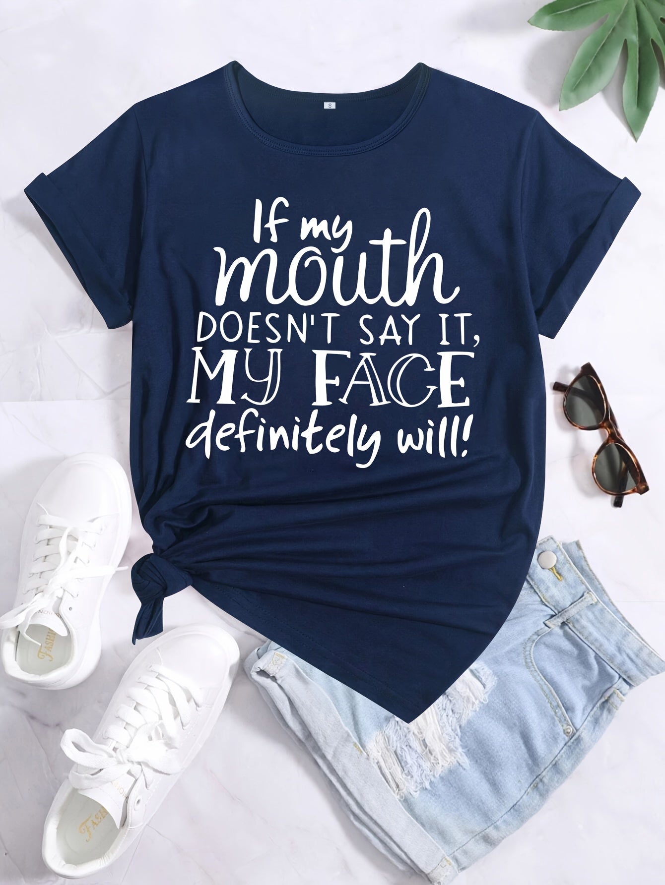Women's Funny Statement T-Shirt with Saying – Loose Summer Top for Everyday & Leisure