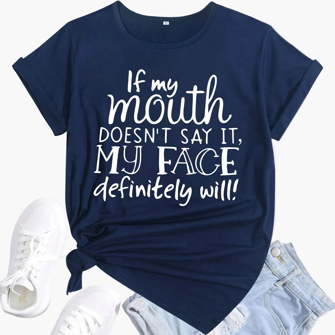 Women's Funny Statement T-Shirt with Saying – Loose Summer Top for Everyday & Leisure