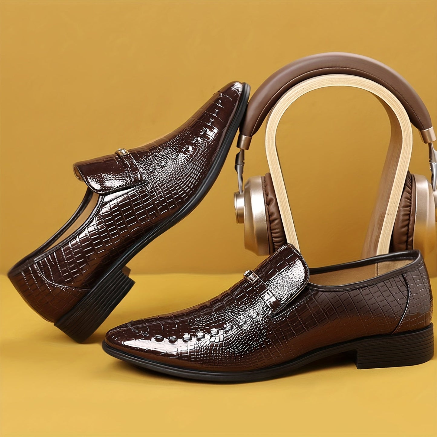 Herren Business-Slipper im eleganten Krokodil-Look – Stilvolle Freizeitschuhe für Büro und Alltag