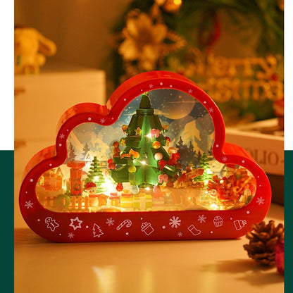 Children's Christmas Decoration Kit with LED Light – Magical Building Blocks Toy with Mirror for Festive Decoration