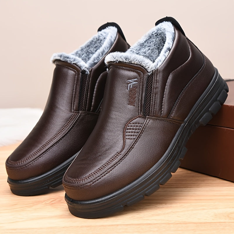Men's winter loafers, lined warm casual slip-on shoes