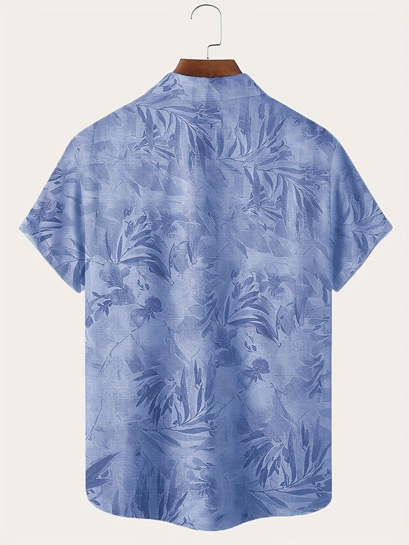 Men's Casual Short-Sleeve Shirt with Plant Pattern – Perfect for Summer and Vacation