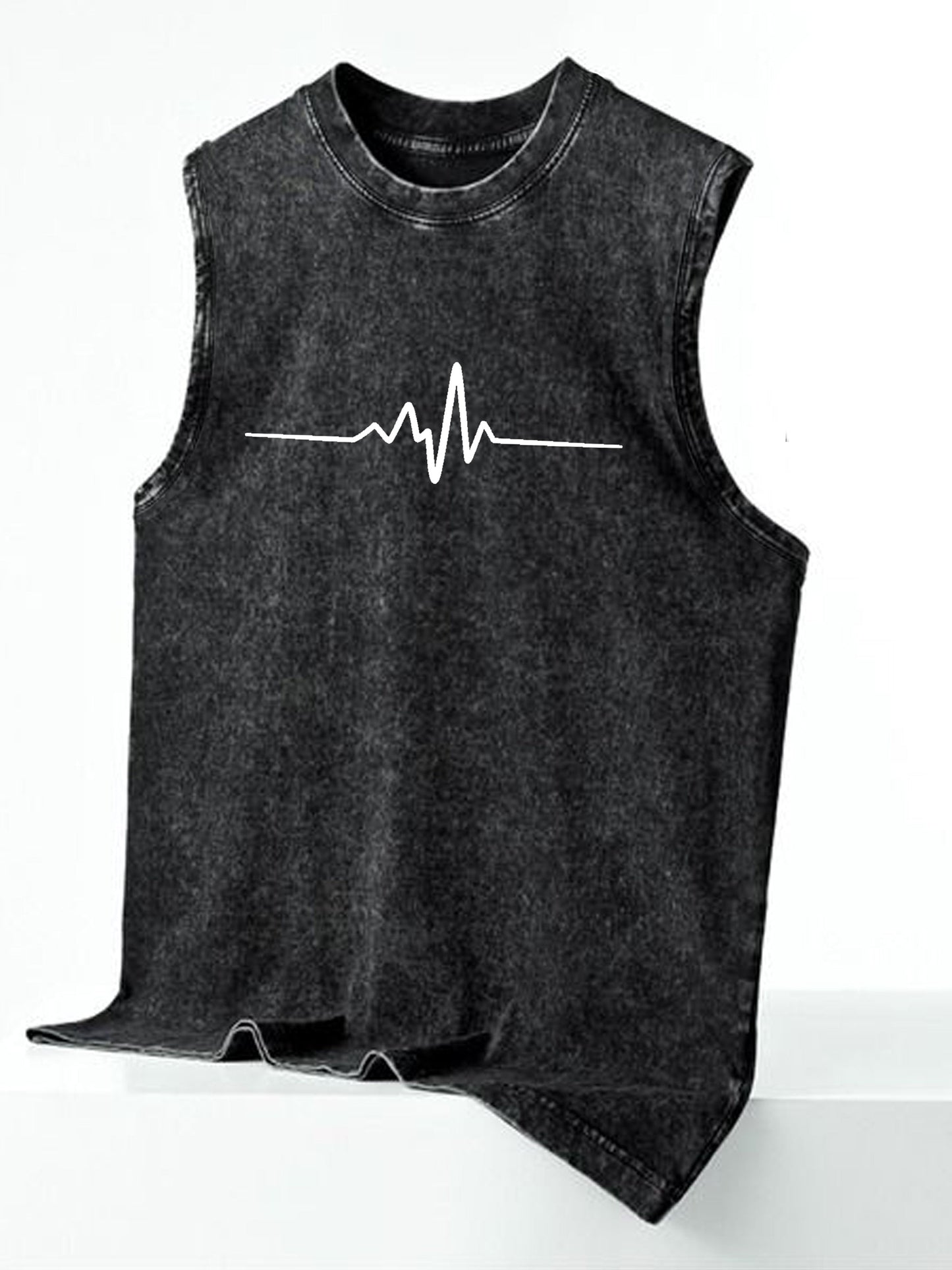 Men's streetwear sleeveless tank top with vertical graphic print – urban casual shirt