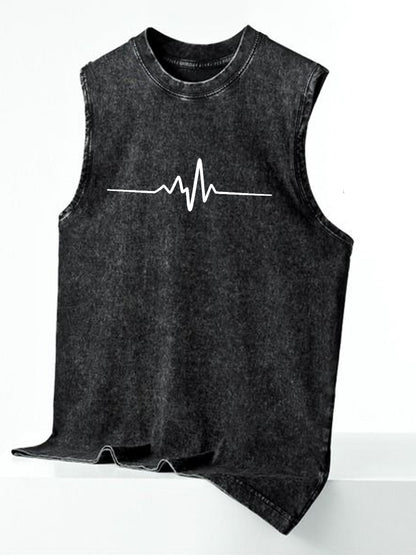 Men's streetwear sleeveless tank top with vertical graphic print – urban casual shirt