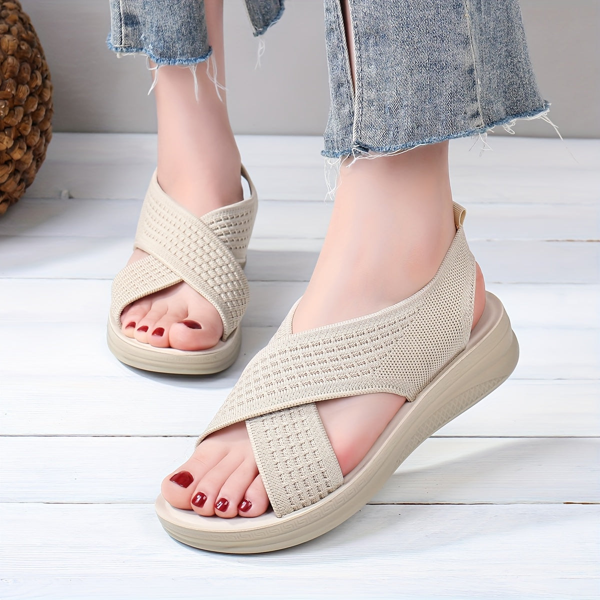 Damen Slingback Sandalen mit Kreuzriemen – Bequeme Alltagssandalen für Freizeit und Stadt