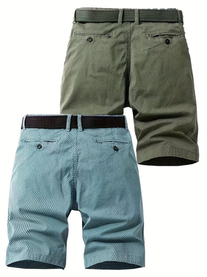 Men's Summer Casual Shorts with Belt – Breathable Regular Fit Bermuda Shorts for Everyday and Outdoor Use